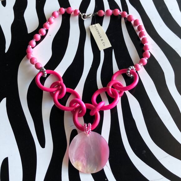 4 for $20 Stephan & Co. Pink Wooden Beaded Necklace - Picture 5 of 6